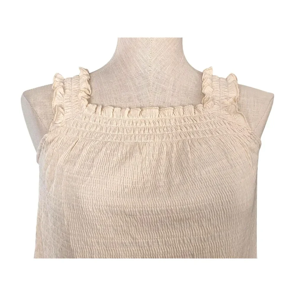 Lauren Conrad Cream Boho Smocked Ruffle Tank Top PXS Farmcore Prairie - Picture 3 of 6
